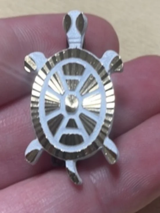 W Germany Vintage 50s Textured Gold Foil White Turtle Brooch Pin - Picture 2 of 7